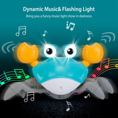 Crawling Crab Toy with Light Up, Interactive Musical Toy with Automatically Avoid Obstacles, USB Rechargeable