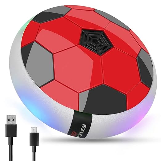 Indoor Pro Air Rechargeable Floating Hover Football with Colorful Flash Light Effect | USB Cable (Included)