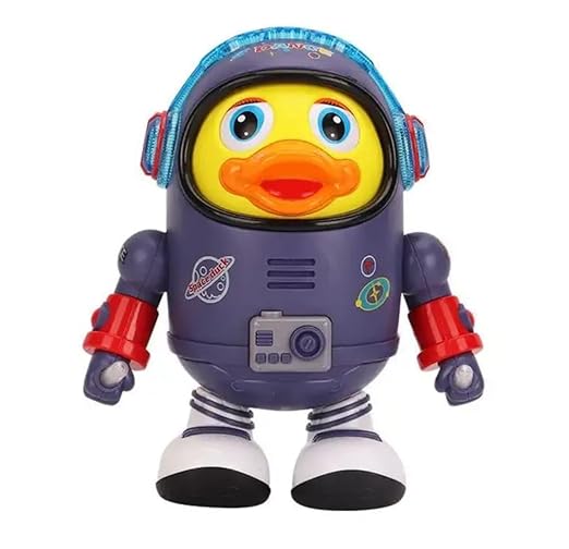 Dancing Space Duck Toy Battery Operated Toy Figure with Lights and Sounds, Dancing Robot with Space Elements Designed for Infants,Babies,Kids (Pack of 1)