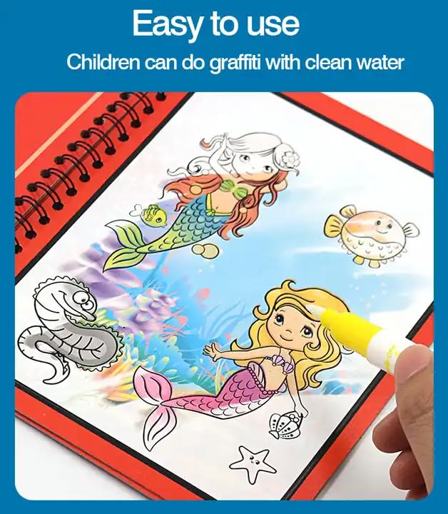 4Pc Water Coloring Books for Kids, Water Painting Drawing Book for Toddlers 2-10 Years