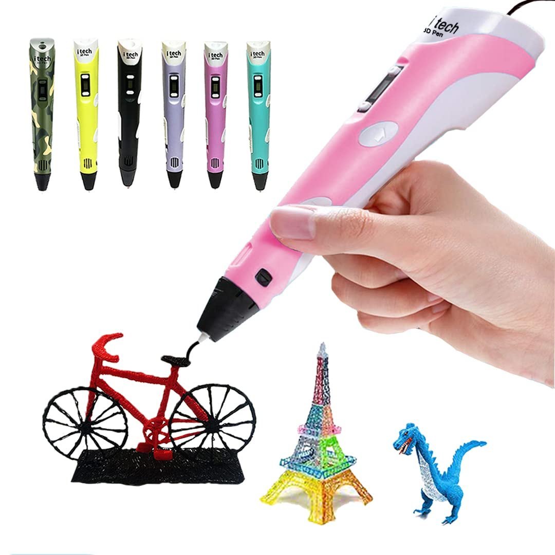 3D Pen with Adapter| 3D Pen for Kids| 3D Pen with 3 * 1.75MM PLA Filaments 10m Each| 3D Printing Pen | 3D Pen Set with PLA Filament Included - Ready to Create (Adapter)