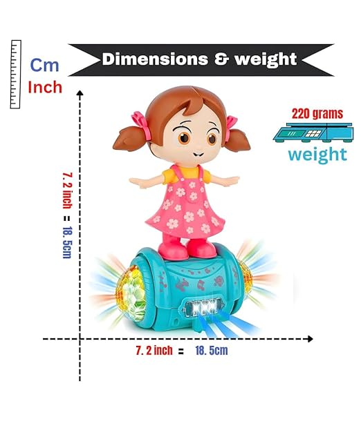 Fashion Girl Musical Dancing Girl 360 Degree Rotating with 5D Light and Musical Sound Activity Kids' Play Center Toy with Bump and Go Functions 1+ Year Kids