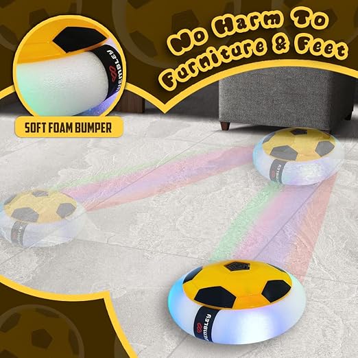 Indoor Pro Air Rechargeable Floating Hover Football with Colorful Flash Light Effect | USB Cable (Included)