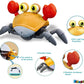 Crawling Crab Toy with Light Up, Interactive Musical Toy with Automatically Avoid Obstacles, USB Rechargeable